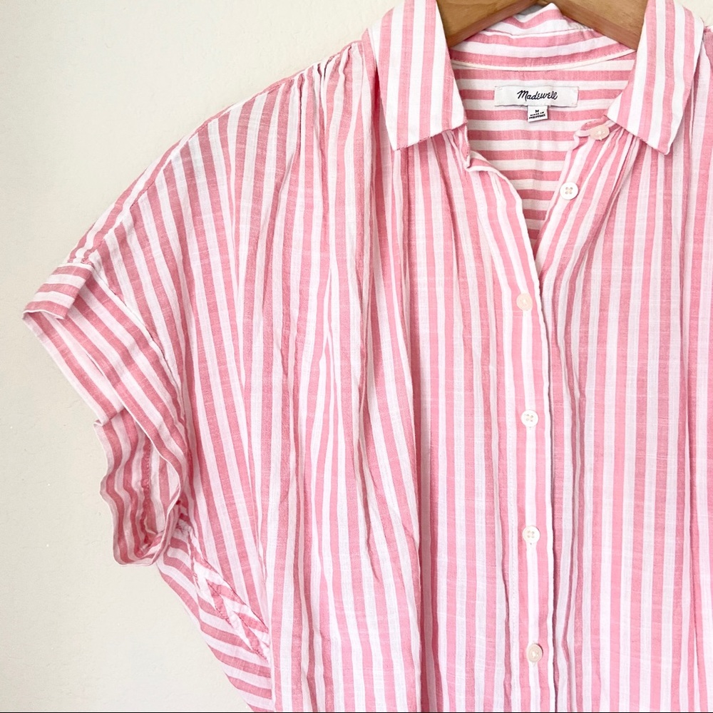 Madewell Central Tie- back Shirt in Rose Stripe - Picture 3 of 10